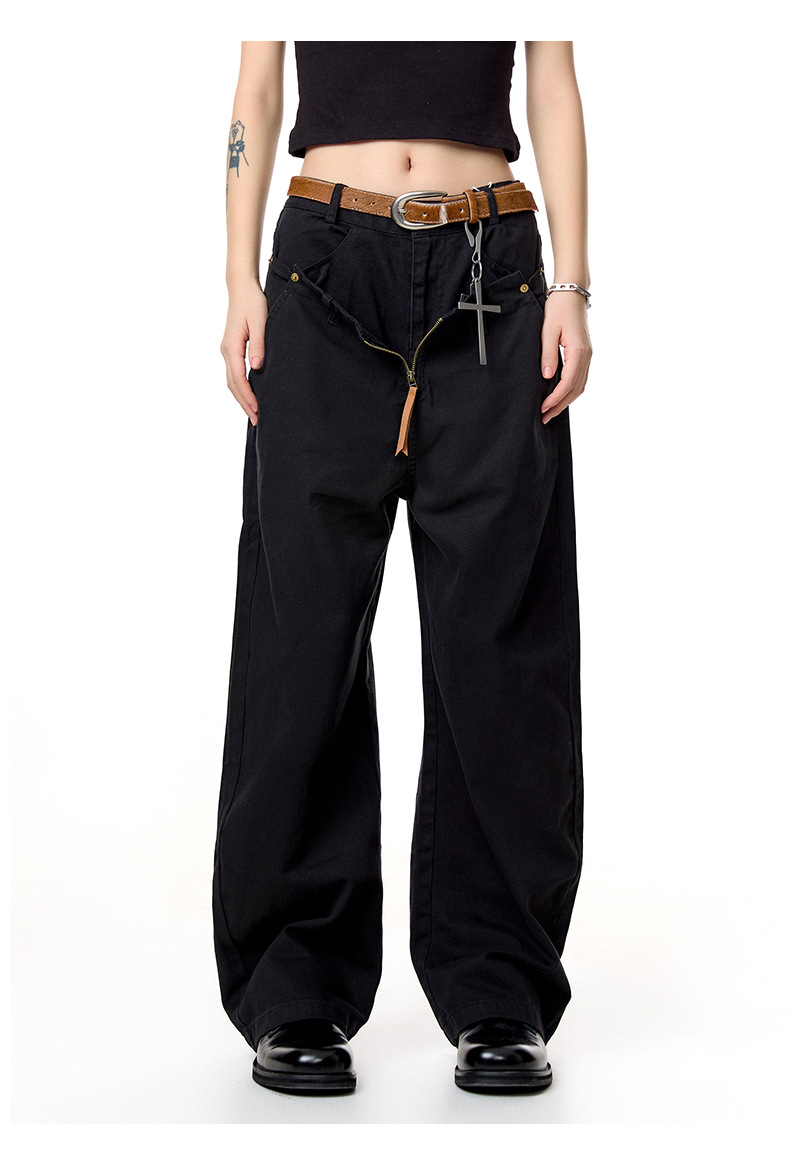 Men's Double Waist Fake Two-Piece Casual Pants Straight Loose Long Pants