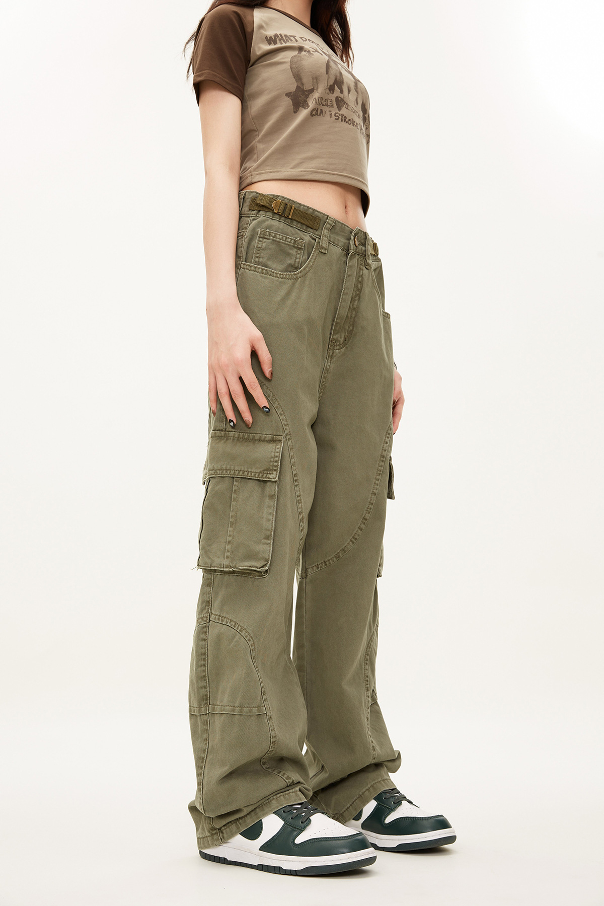 Unstructured Relaxed Fit Cotton Cargo Pants