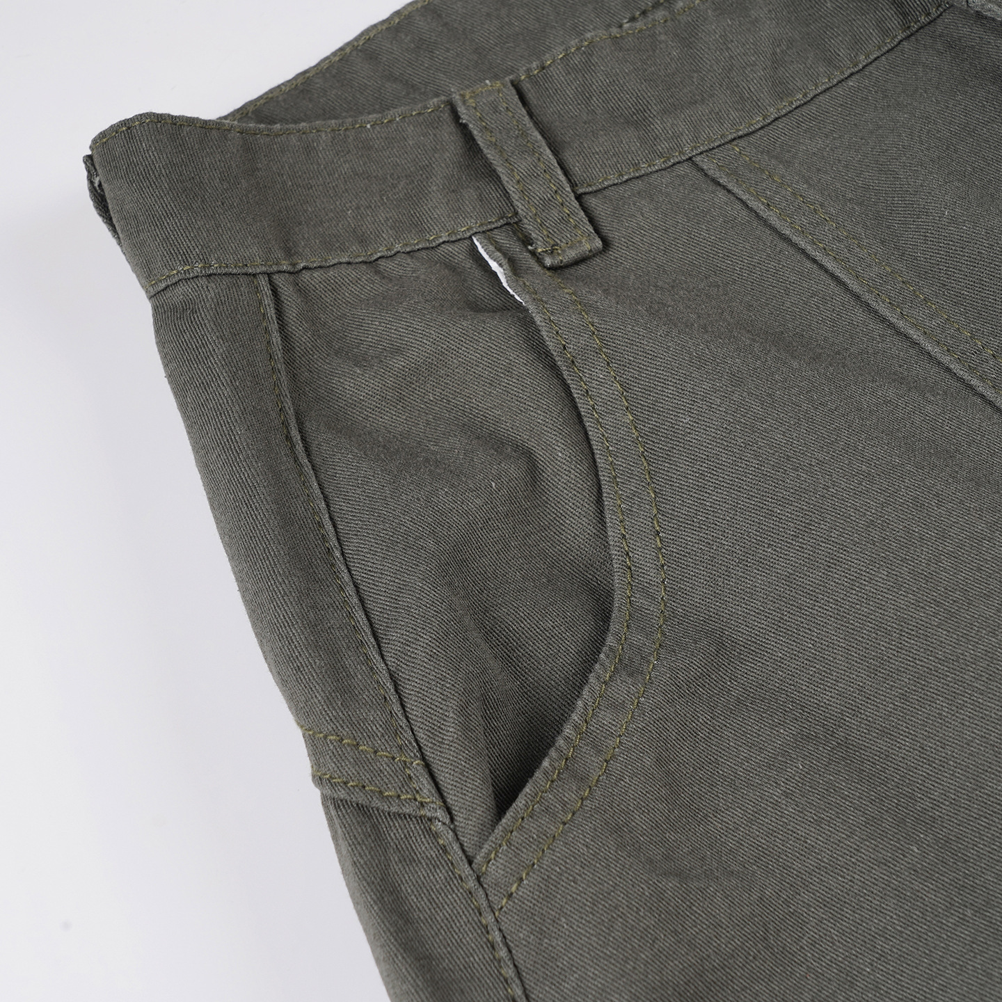 Low waisted denim retro workwear military green casual pants