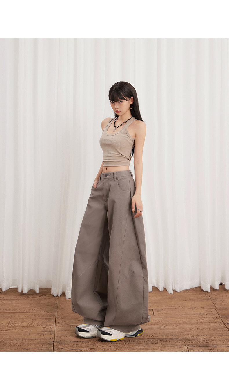 Women's High-Waisted Wide-Leg Jeans Pure Cotton Loose Pants