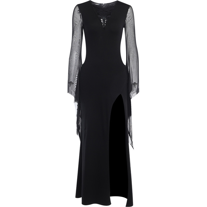 Private Lady V-Neck Long Sleeve High Waist Dress