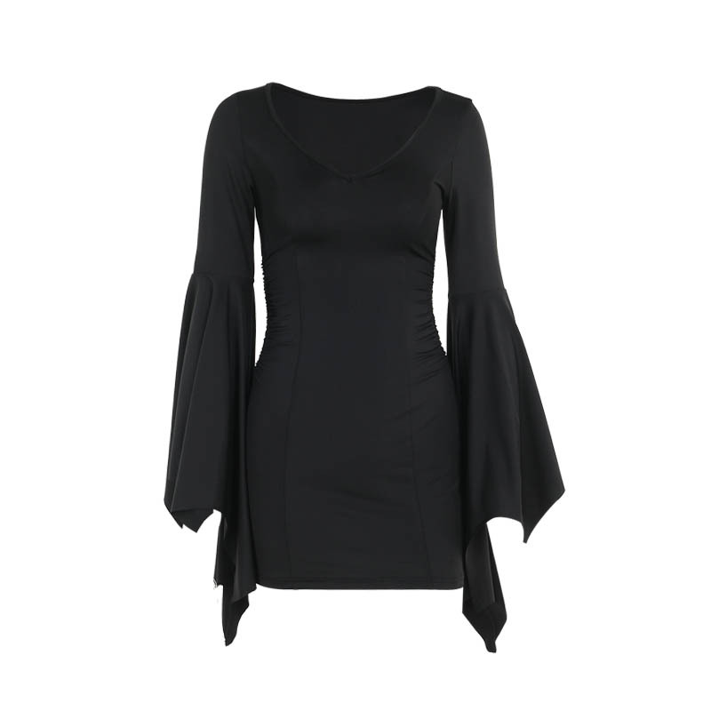 Slim Dolman V-Neck High Waist Short Dress