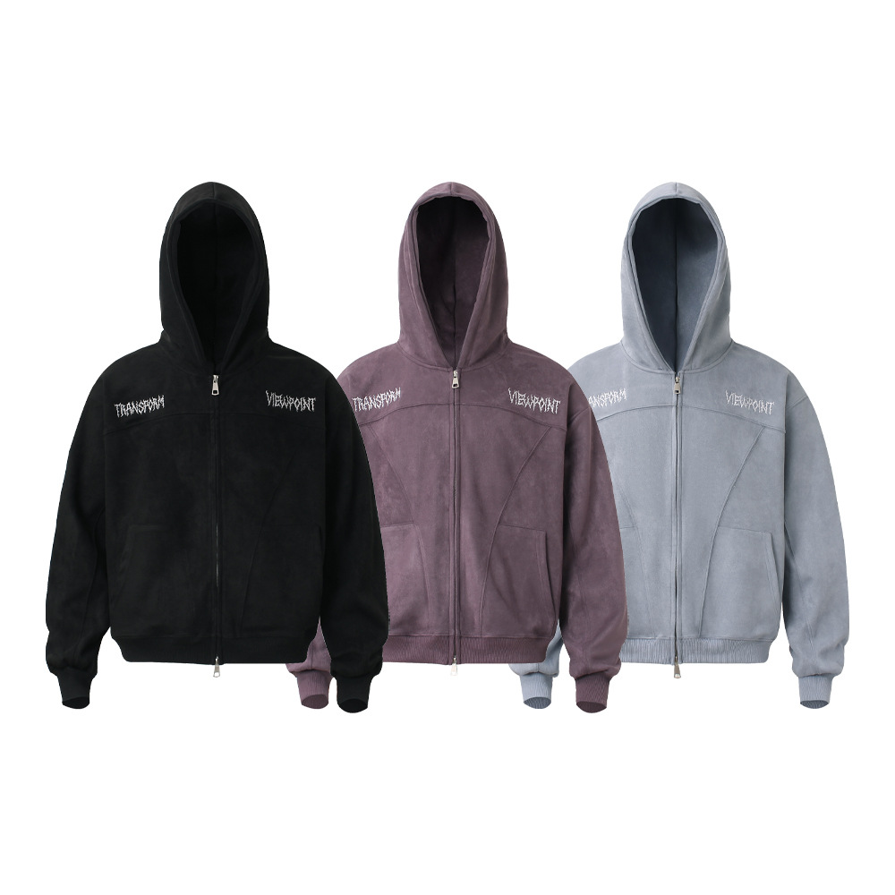 Mens Street Loose Patterned Polyester Hood Sweatshirt