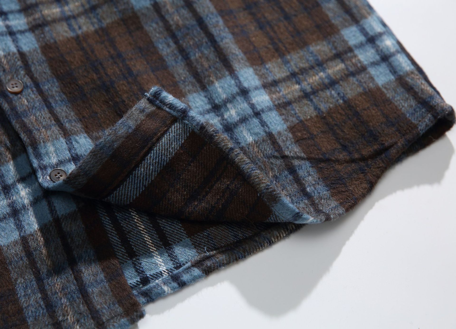 Oversized Two-Tone Checkered Polyester Appliqué Shirt