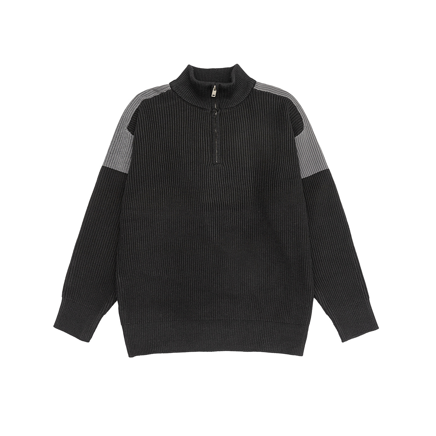 Unisex Loose Fit Long Sleeve Funnel Neck Sweater