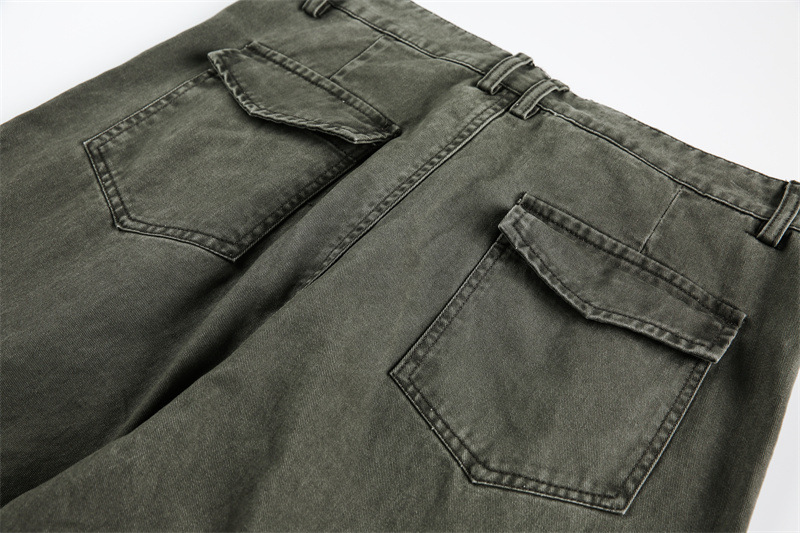 Multi-Pocket Cargo Pants Loose Wide-Leg Casual Trousers