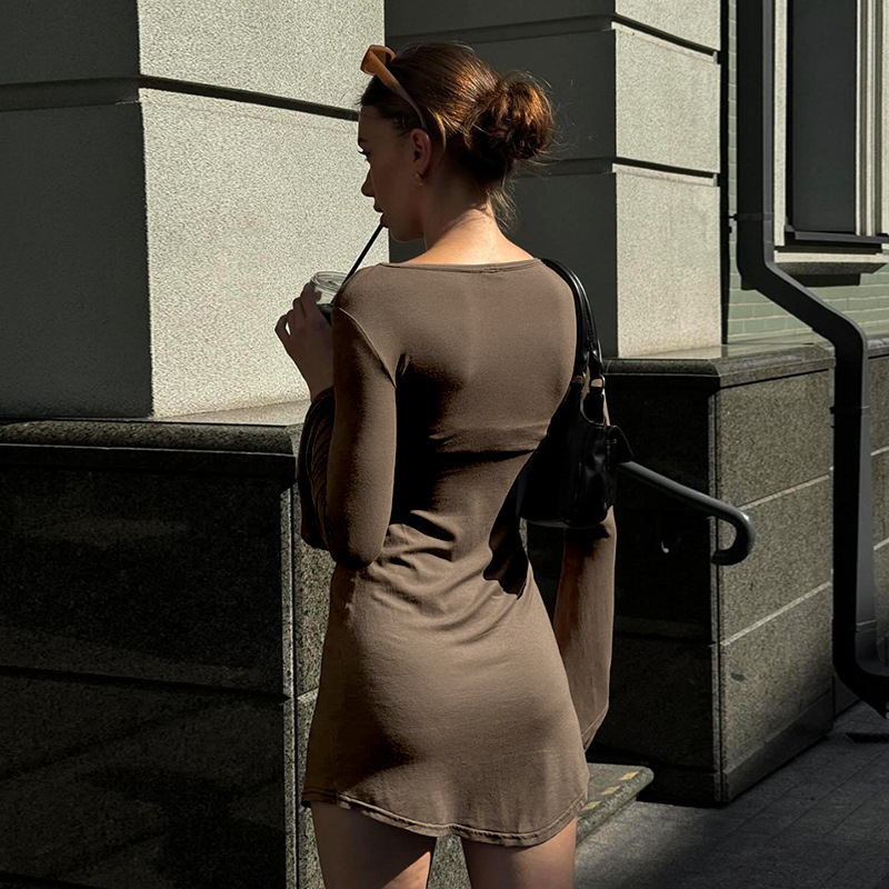 High Waist Bodycon Full Sleeve Polyester Dress