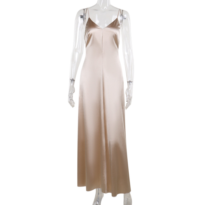 High Waist Polyester Plunging Low Back Dress