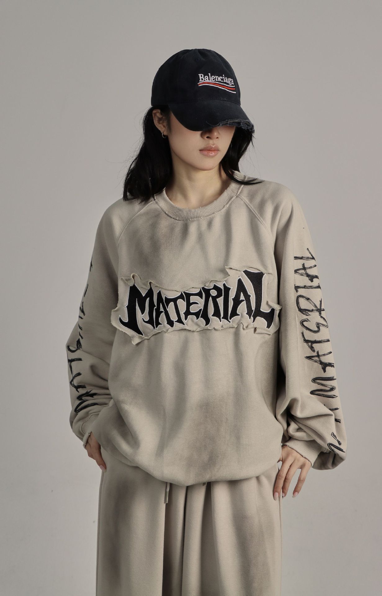 American Retro Cotton Loose Fit Letter Hoodie