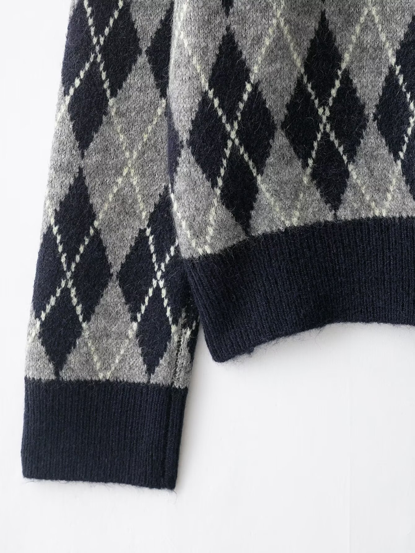 Oversized Argyle Knit Sweater