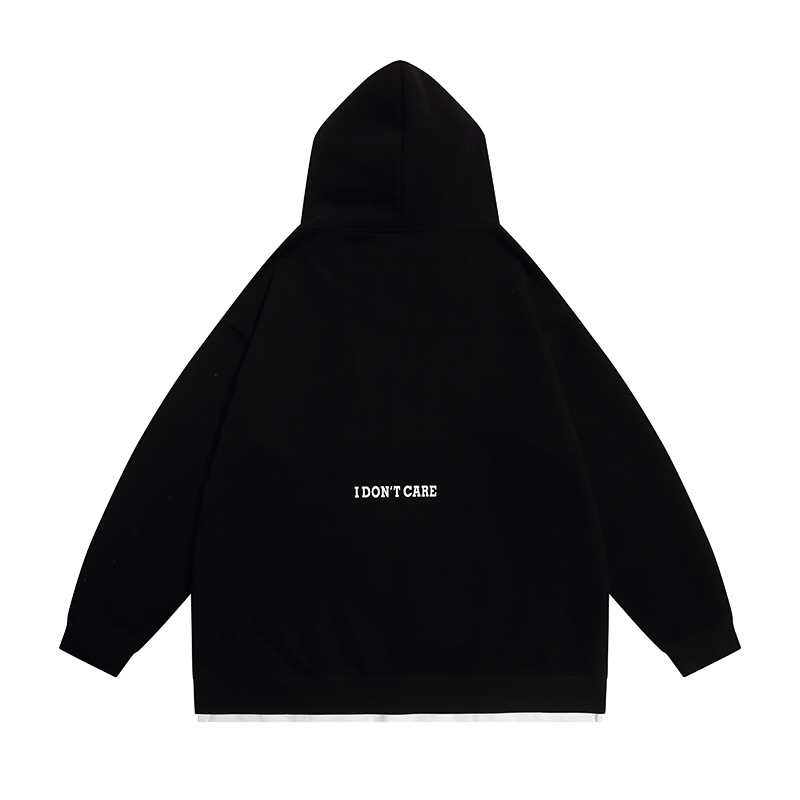 Letter Print Oversized Hooded Sweatshirt with Deep V-Neck