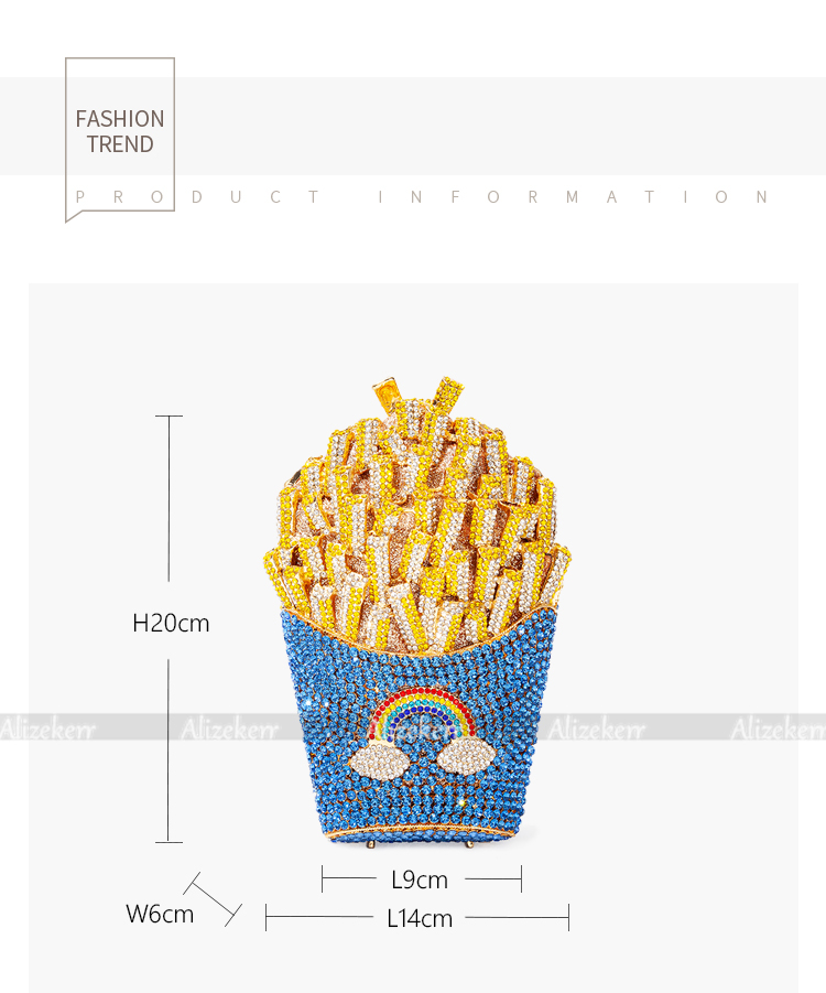 3D Chips Crystal Evening Clutch Bags Wedding Party Bridal Diamond Boutique Novelty Metal Purses And Handbags High Quality