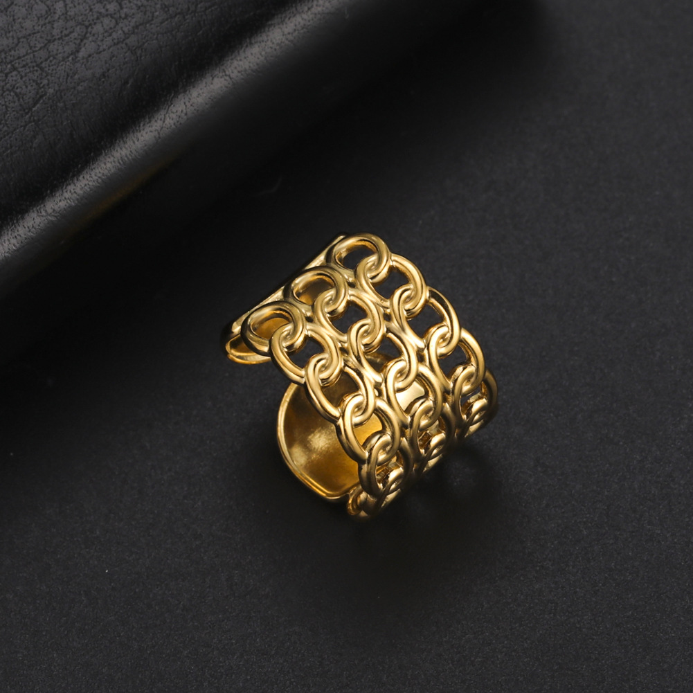 Unisex Golden Chunky Cutout Ring