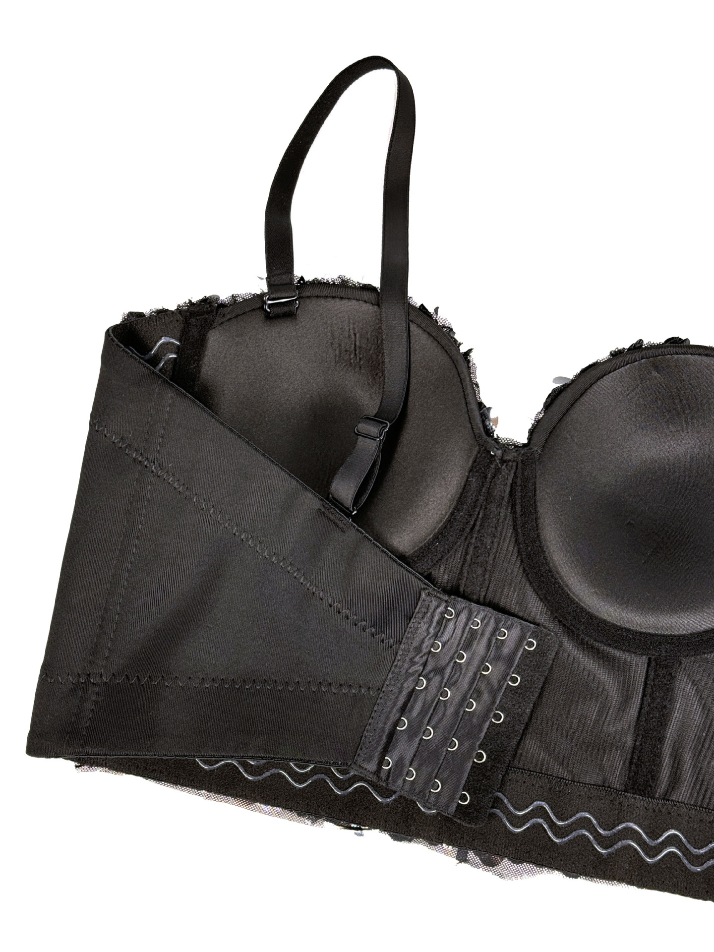 Shiny Sequin Strapless Top Heavy Work Sexy Outerwear Backless Body Shaping Boned Bra Party Performance