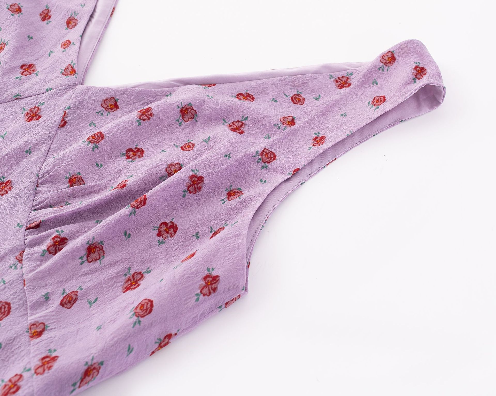 Sexy V-neck purple print strap dress
