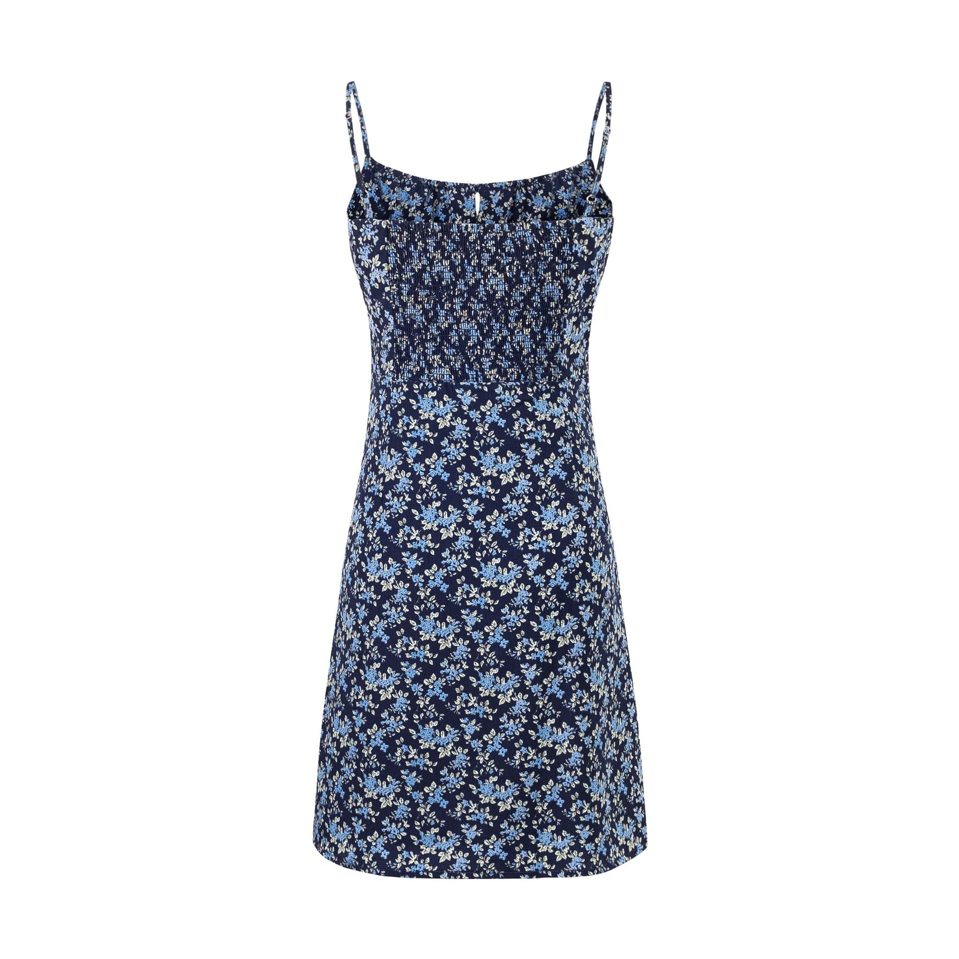 Floral print backless camisole short skirt women's dress
