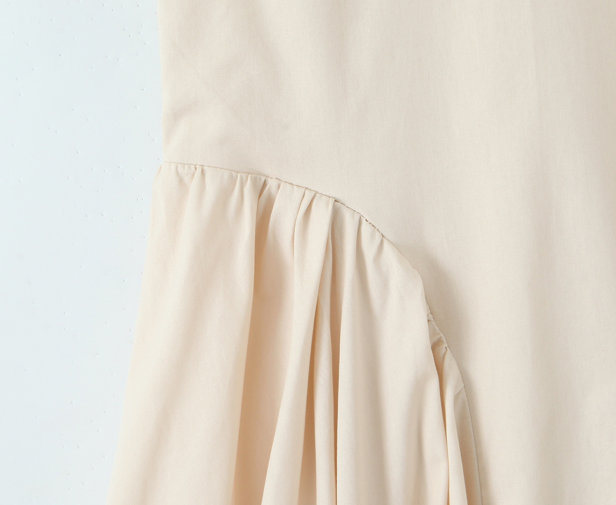 Backless hanging neck solid color waist cinched dress for women