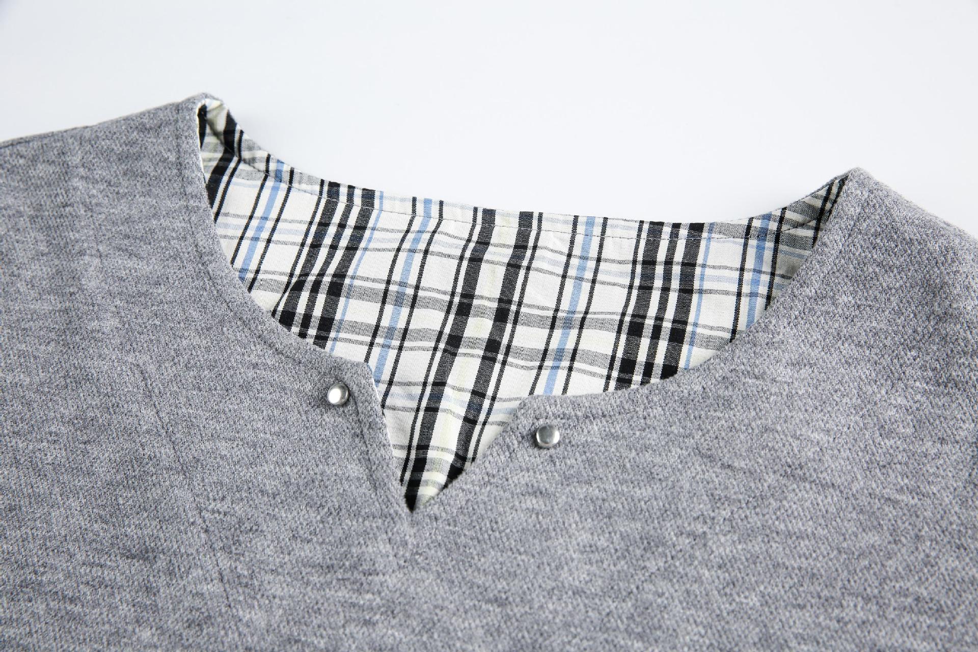 Plaid Mock Layered Hoodie