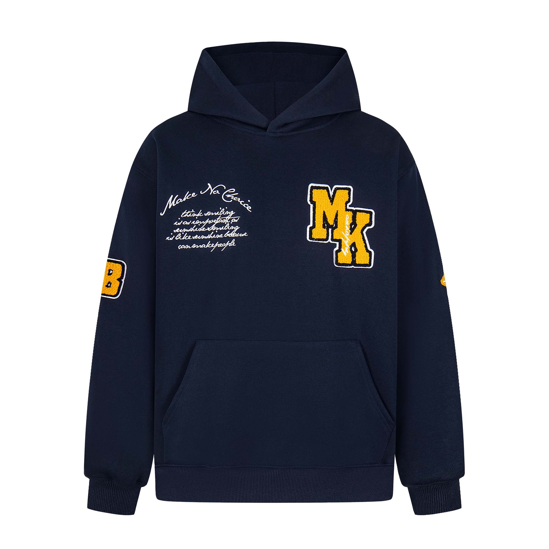 Text Embroidered Long Sleeve Oversized Cotton Hoody