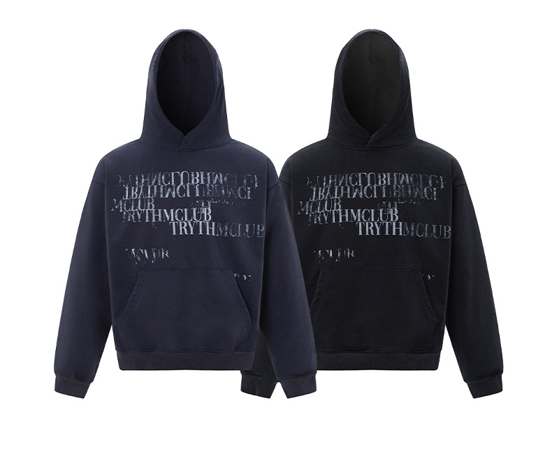 Alphabet Print Oversized Heavy Cotton Hoodie