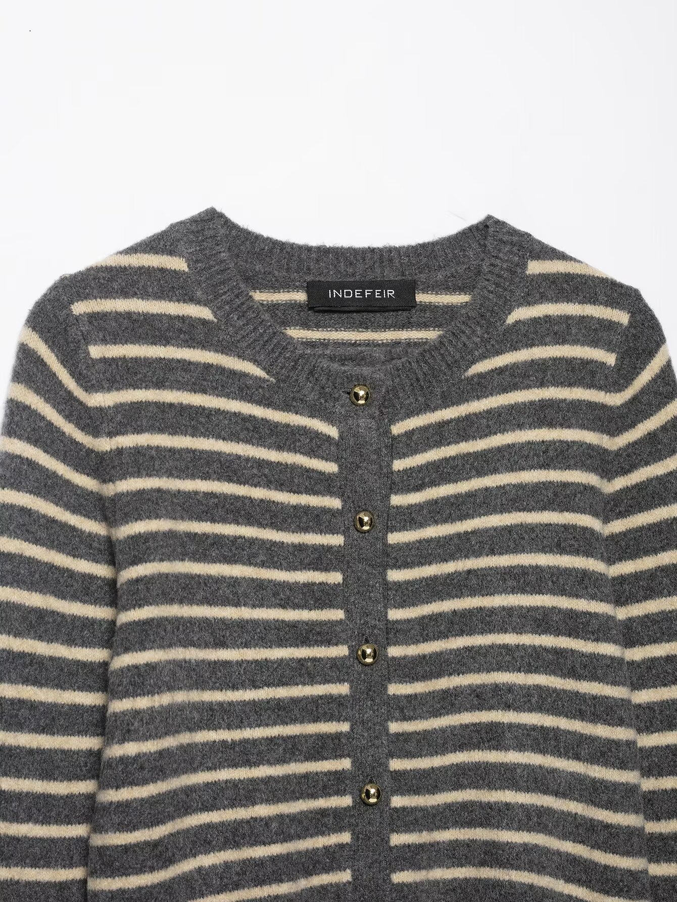 Ladies Crew Stripe Button-Front Sweater
