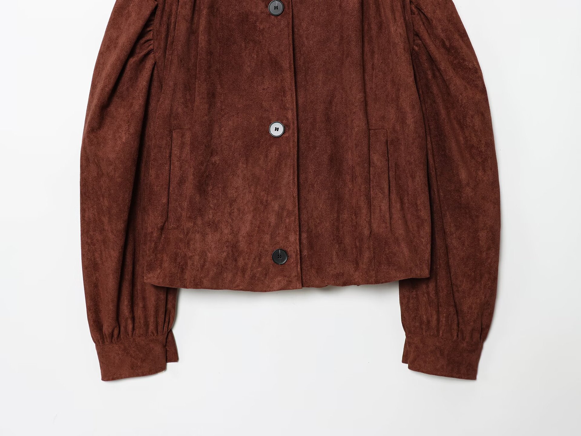 Suede textured pleated outerwear