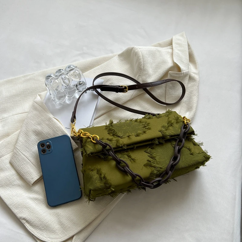Canvas Crossbody Bags for Women New In Latest Trend Designer Chain Shoulder armpit Handbags Small Underarm Bag