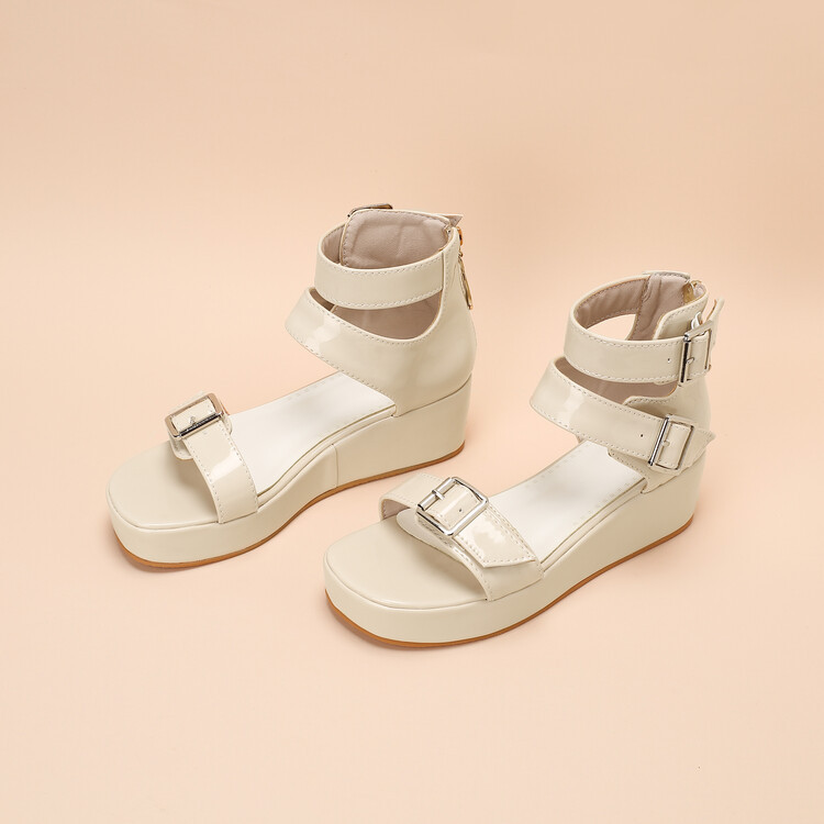 Belt buckle high top sandals, water platform thick sole oversized women's shoes