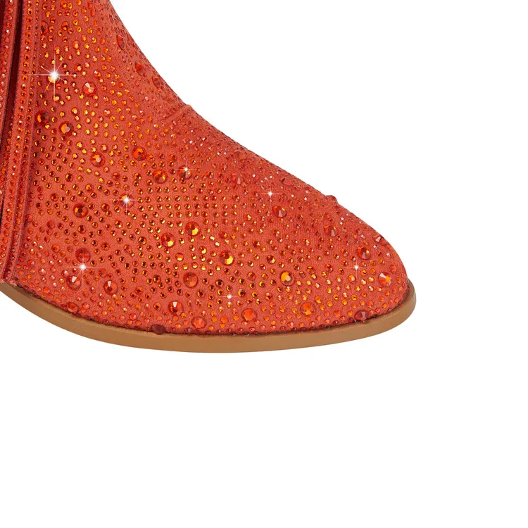 Ladies Rubber Tall Chunky V-Toe Boots