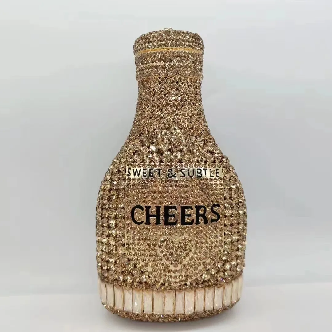 Women Bottle Crystal Evening Bag Lady Diamond Wedding Bridal Purses Female Rhinestone Party Prom Clutches Bags