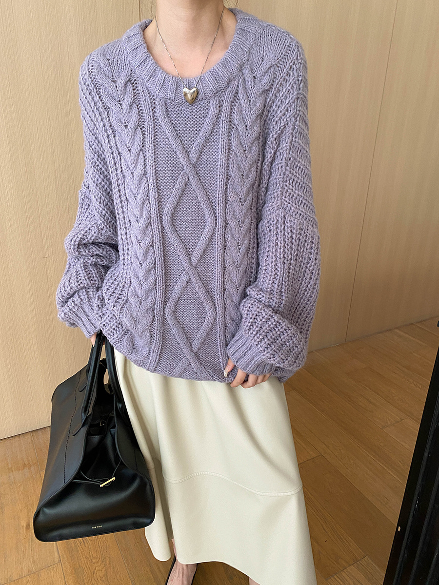 Relaxed Fit Solid Long Sleeve Sweater