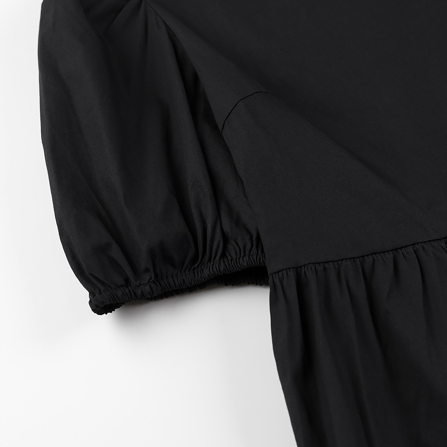 Box Collar Corset Front Puff Shirt