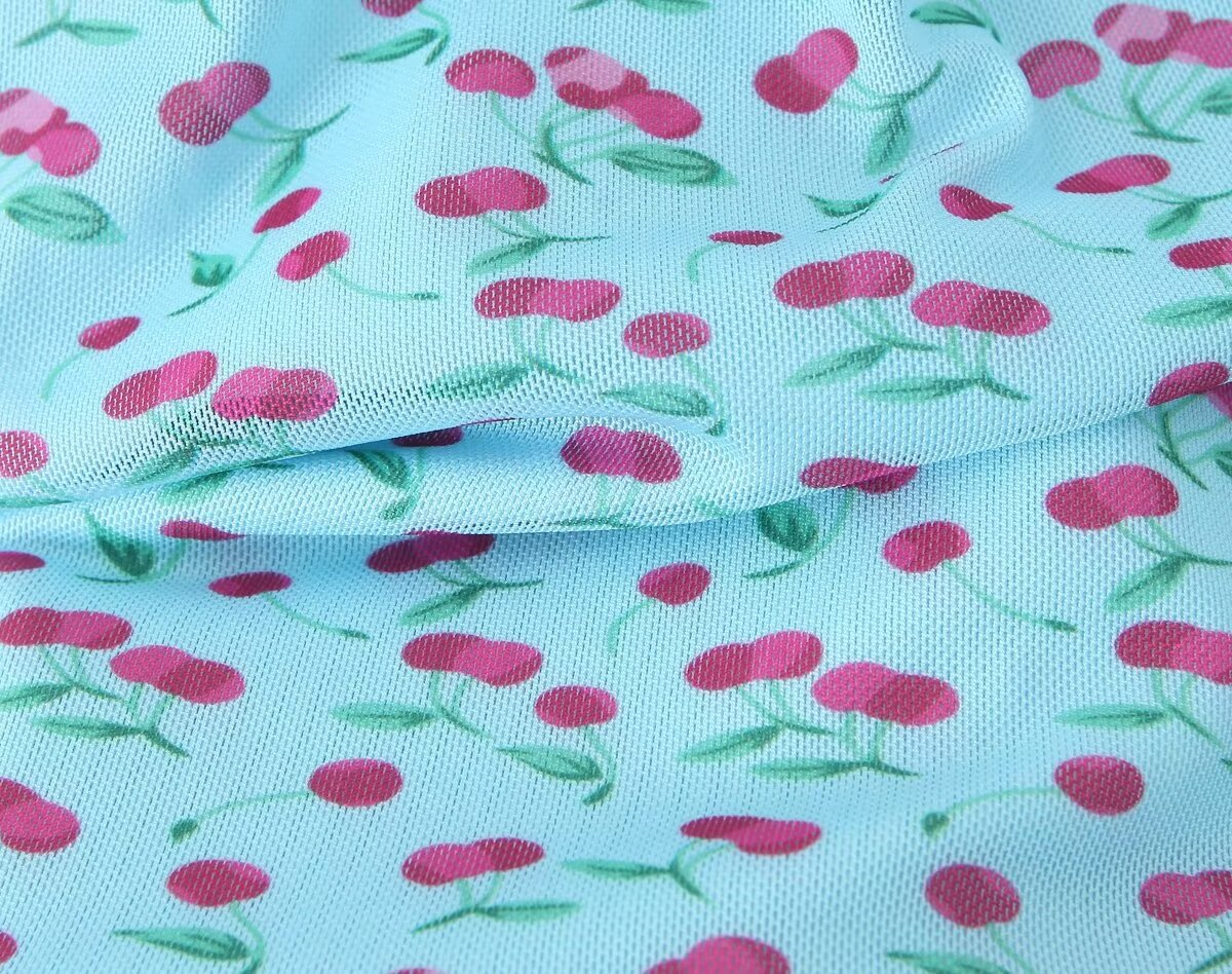 Slim Fit Angular Cut Red Berry Pattern Tee