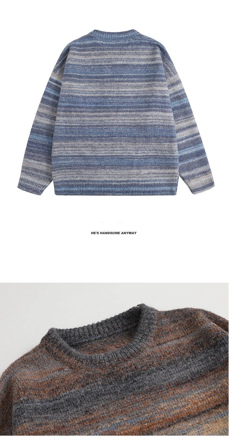 Man's Crewneck Oversized Rainbow Sweater
