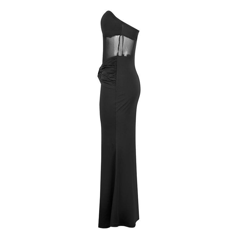 One Shoulder Sleeveless Long Asymmetric Fitted Dress