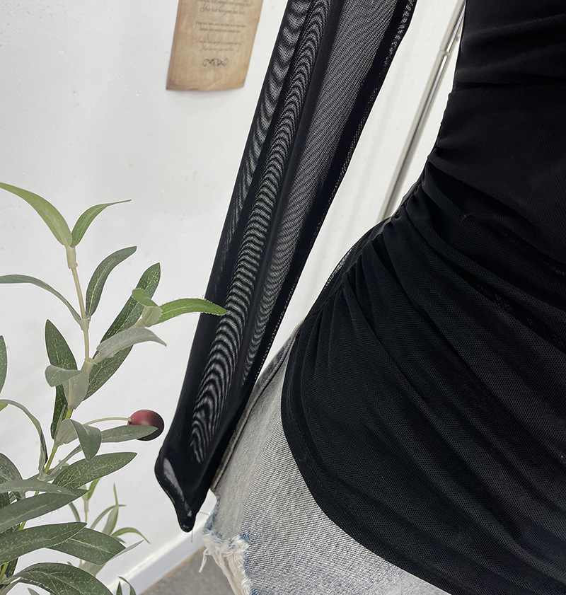 Plunging Neckline Long Sleeve Slim Fit Top