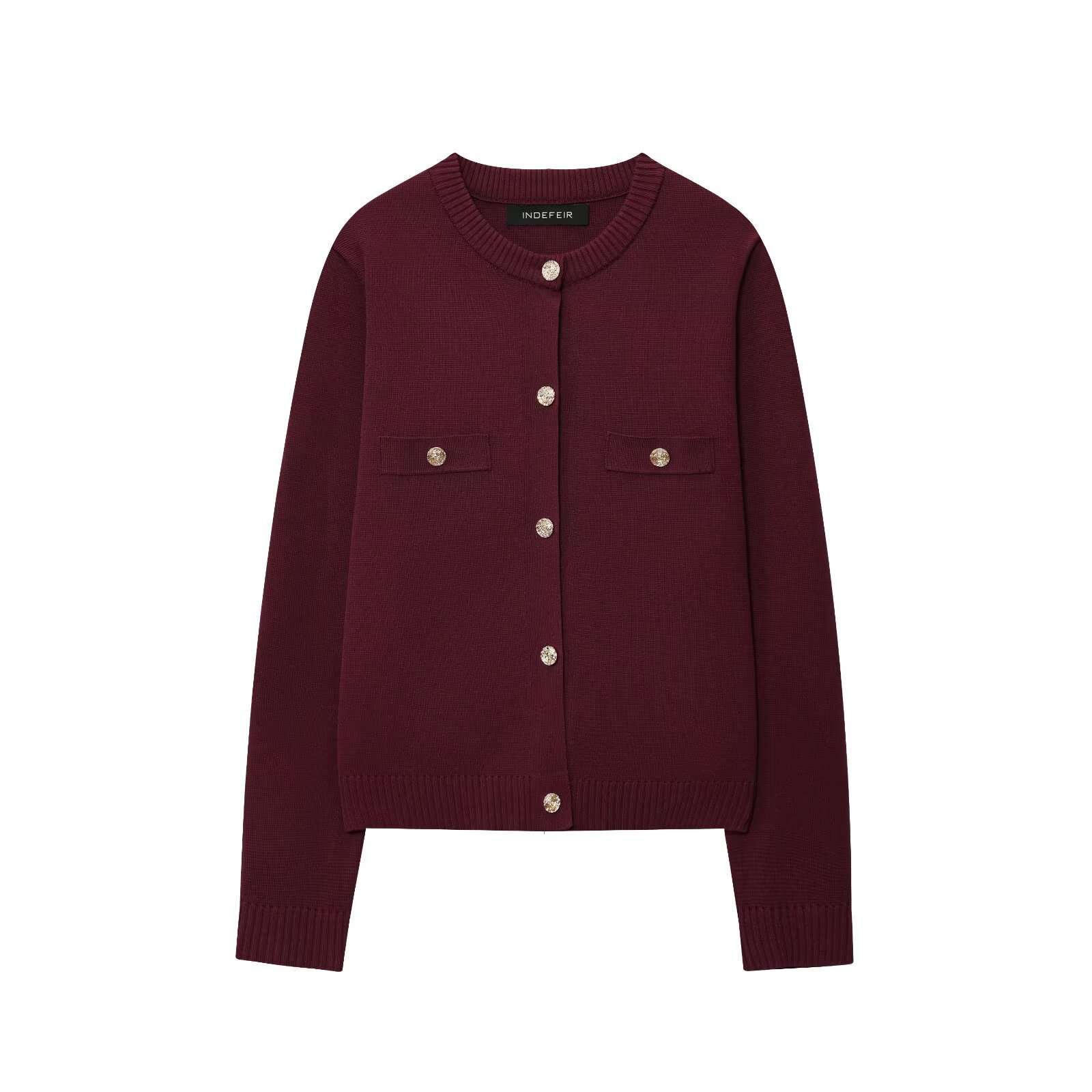 Ladies Crew Button-Front Quad-Tone Sweater