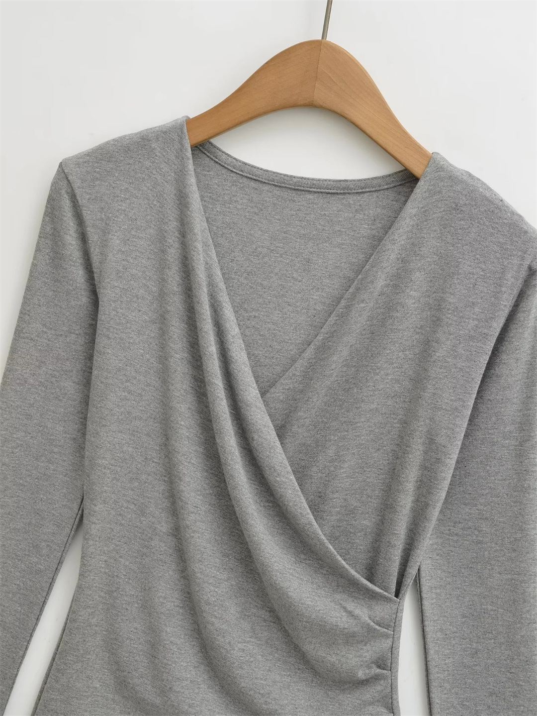 Ladies Plunge Crisscross Full-Sleeved Slim Fit Tee