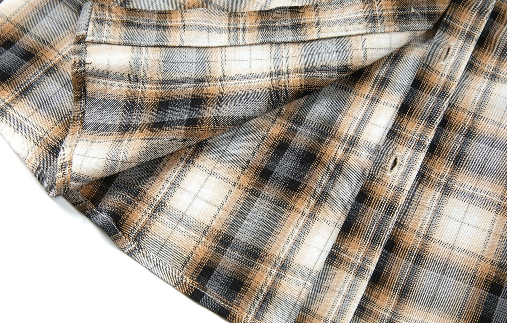 Relaxed Paneled Tartan Cargo Emblem Shirt