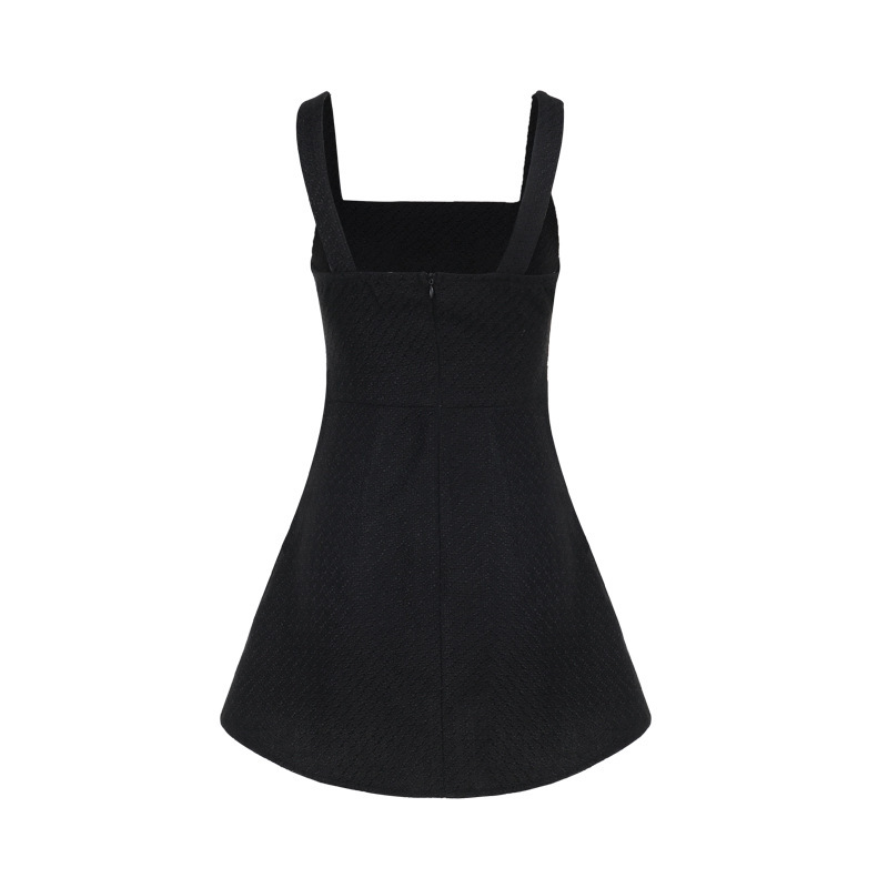 Geometric Neckline Sleeveless Ruched Back Polyester Dress