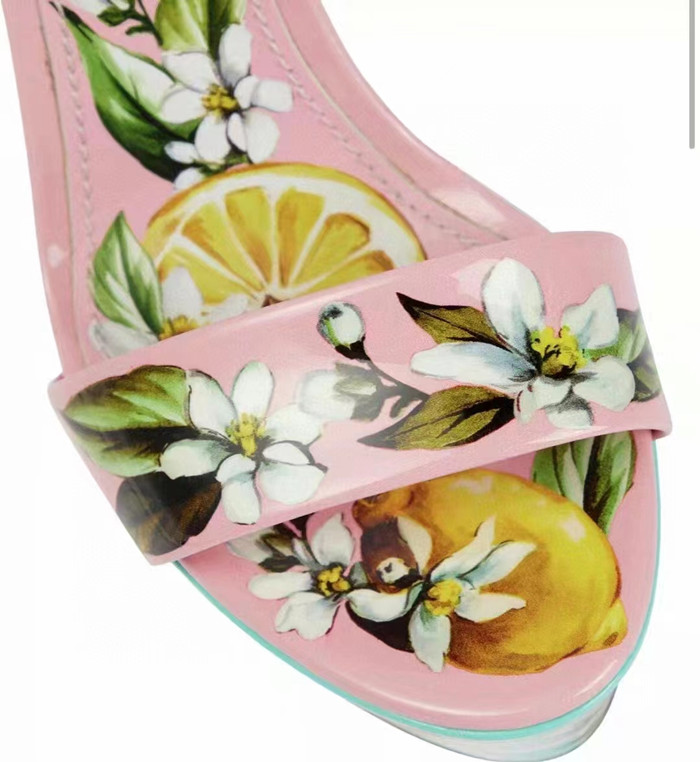 Newest Floral Printed Sandals Summer Sexy Platform Chunky Heels Women Shoes Ankle Strap Gladiator Sandals