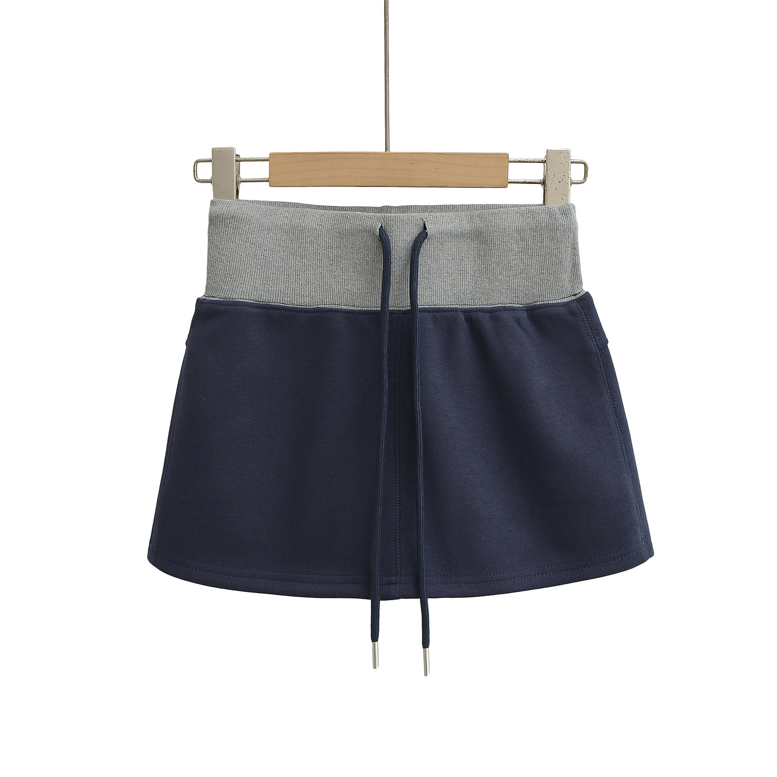High waisted elastic waisted drawstring skirt, short skirt