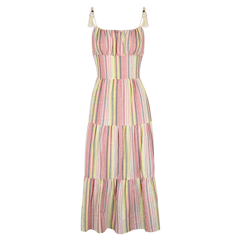 Bandeau Colorblock A-Line Maxi Dress