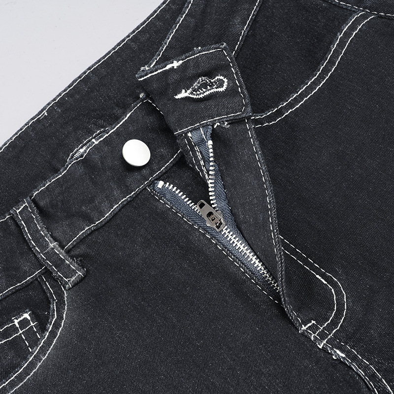 Street Style Simple Retro Slim Low Waist Straight Leg Jeans Elegant Commuting Versatile Casual Pants
