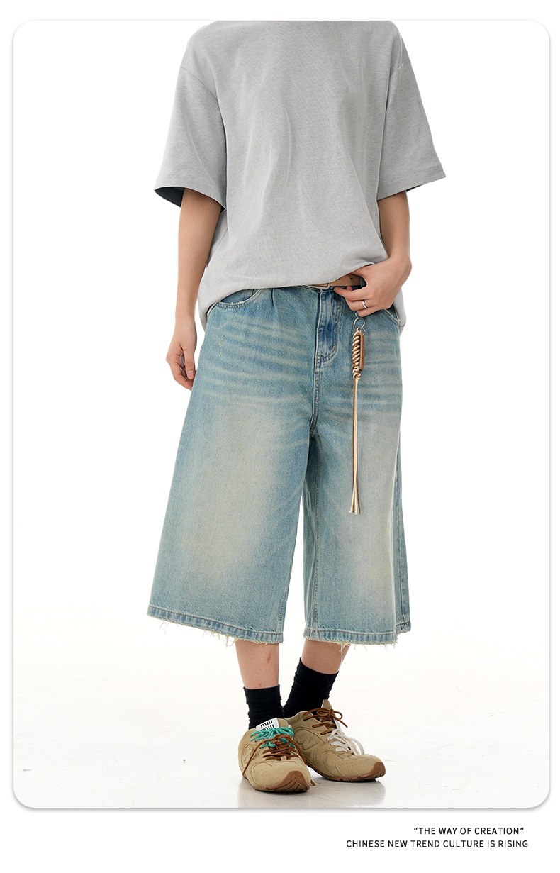 Denim Pants for Men and Women Water-Washed Three-Dimensional Cutting