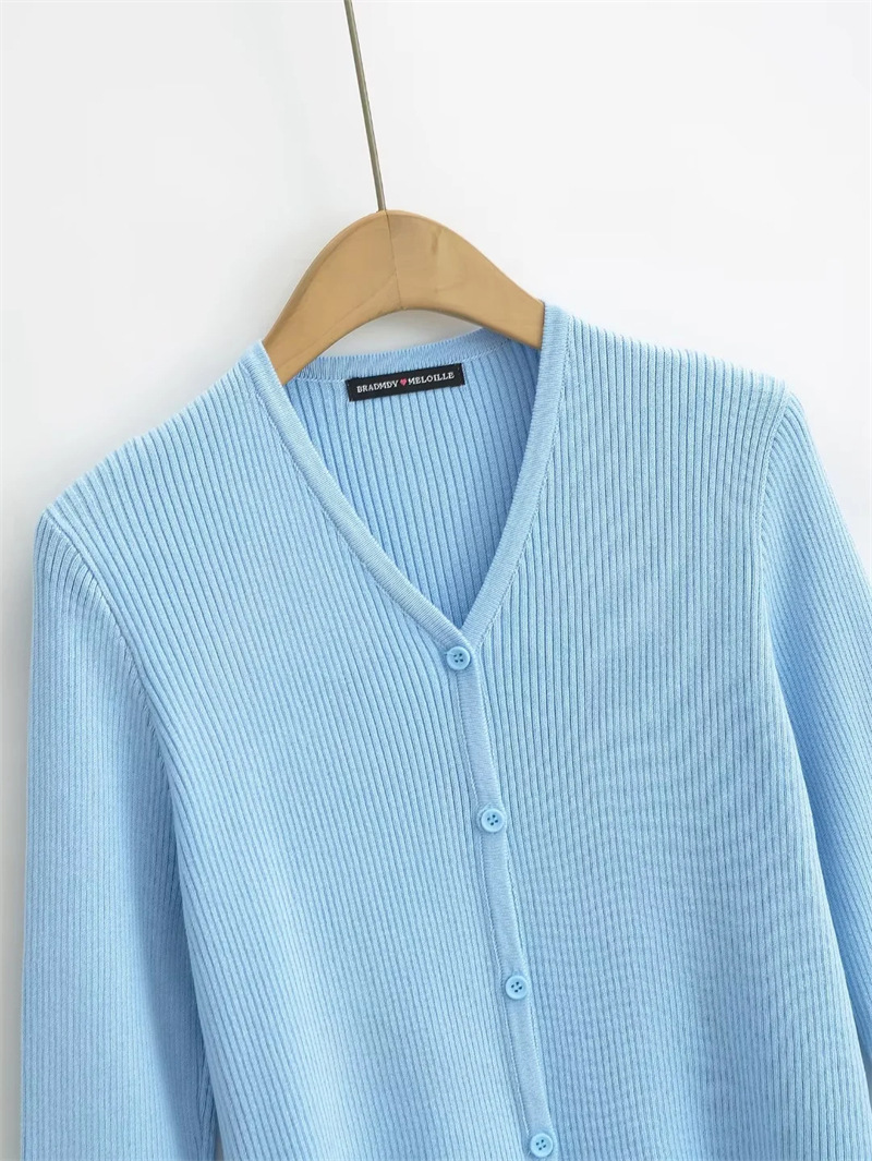 Ladies Business Slim Fit Solid Plunge Knit Sweater