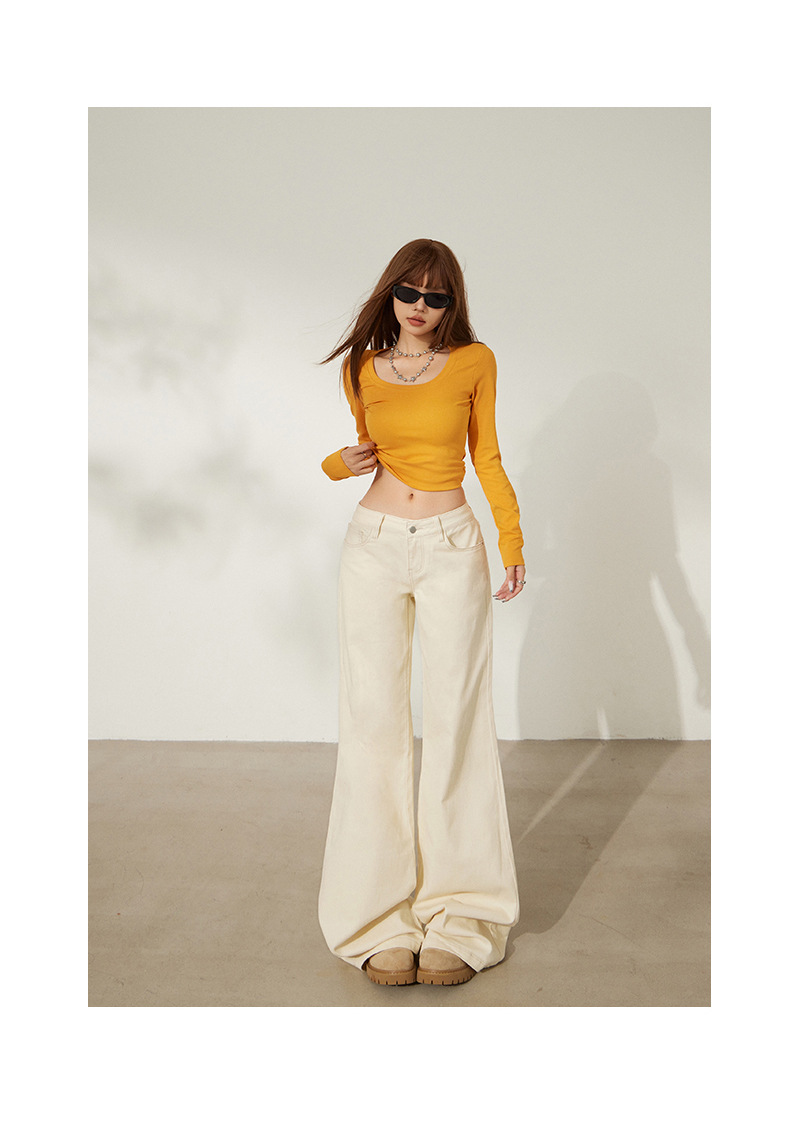 Women's Loose Flare Trousers Elastic Slimming Slight Flare Denim Pants for Women