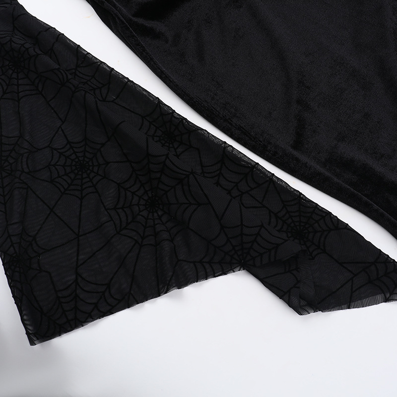 V-Neck High-Waist Spider Web Print Long Pencil Dress