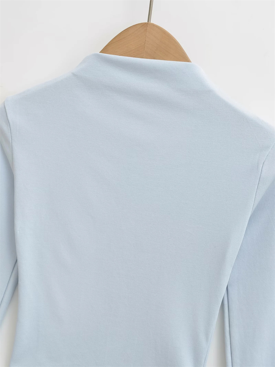 Slim Plain Mock Turtleneck Long Sleeve Belly Tee