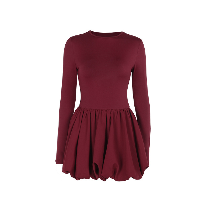 Crewneck Floral Knit Full Sleeve Openback Highwaist Dress